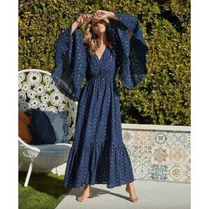 PQ Swim Amber Metallic Maxi Dress Sapphire Blue Silver Womens Size XS/S